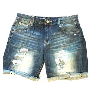 Distressed denim jeans shorts